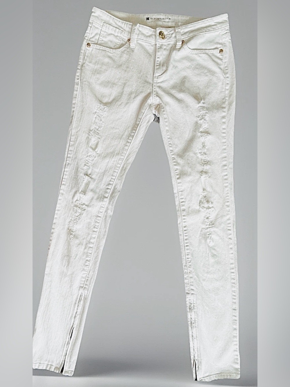 BCBG MAXAZRIA MAY Z SKINNY MOONCRATER White Jeans Zip Ankle 29
